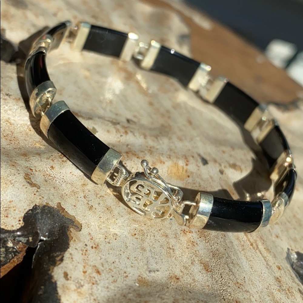Sterling Silver and Onyx Bracelet